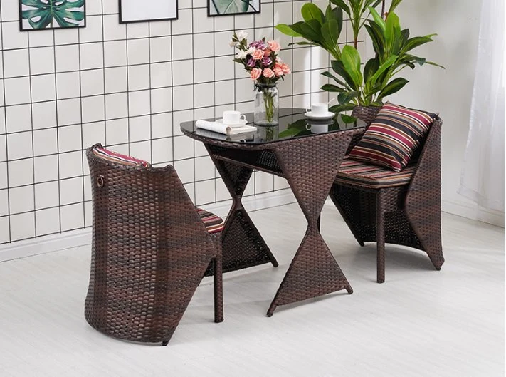 Nordic Outdoor Rattan Chair Rattan Solid Wood Table and Chair Combination Courtyard Garden Furniture Hotel Restaurant