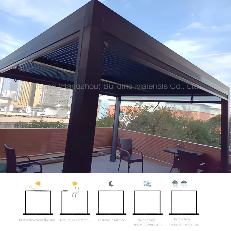 Personalización de fábrica todos los tamaños Marisón motorizado de aluminio Pergola con Pull-Down Pantalla de privacidad