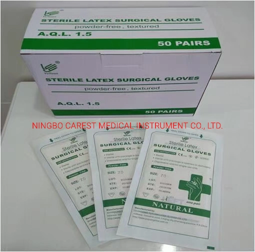 Powder Free Single-Use Sterile Surgical Latex Gloves Size 6.0-9.0