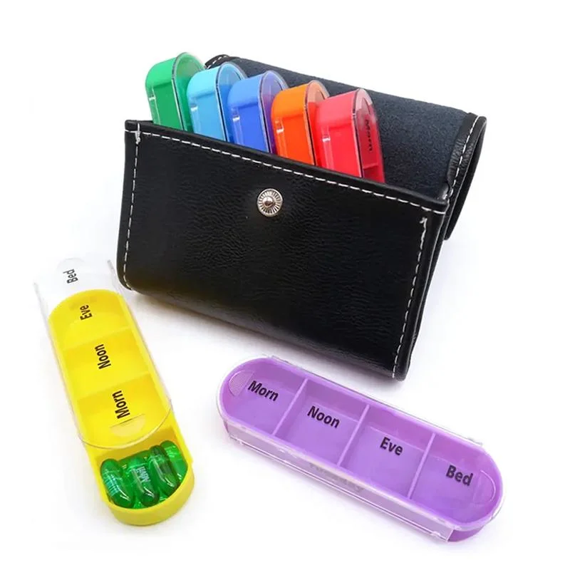 Plastic Pill Box Organizer 7-Day 28-Compartments Medicine Container with Custom label