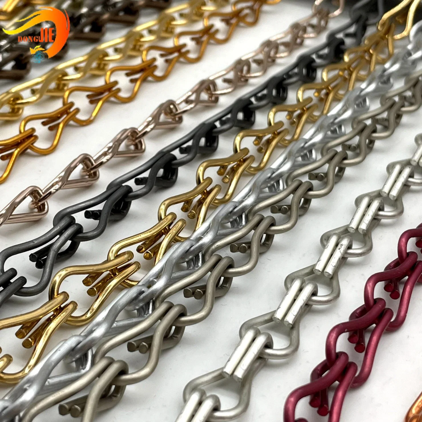 Colored Aluminum Door Curtain Double Hook Chain Link Fly Curtain