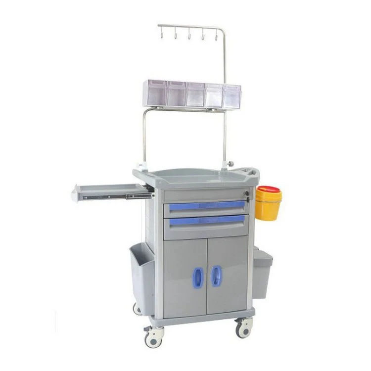 Hospital Medical Laundry ABS Crash Cart with Drawers Emergency Anasthesia Drug Trolleys