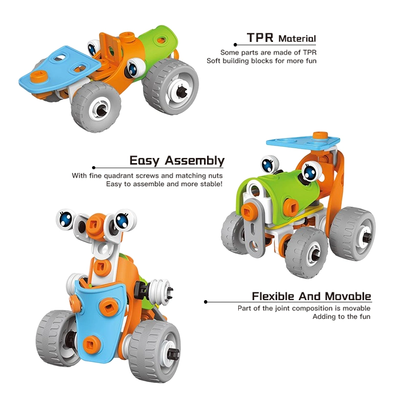 62PCS الطفل Educational 3-in-1 DIY الجمعية 3D المركبة لغز النموذج الألعاب توقف مجموعة أدوات بلوك بلوك للبلاستيك الفكري الخاصة بألعاب الأطفال الأطفال