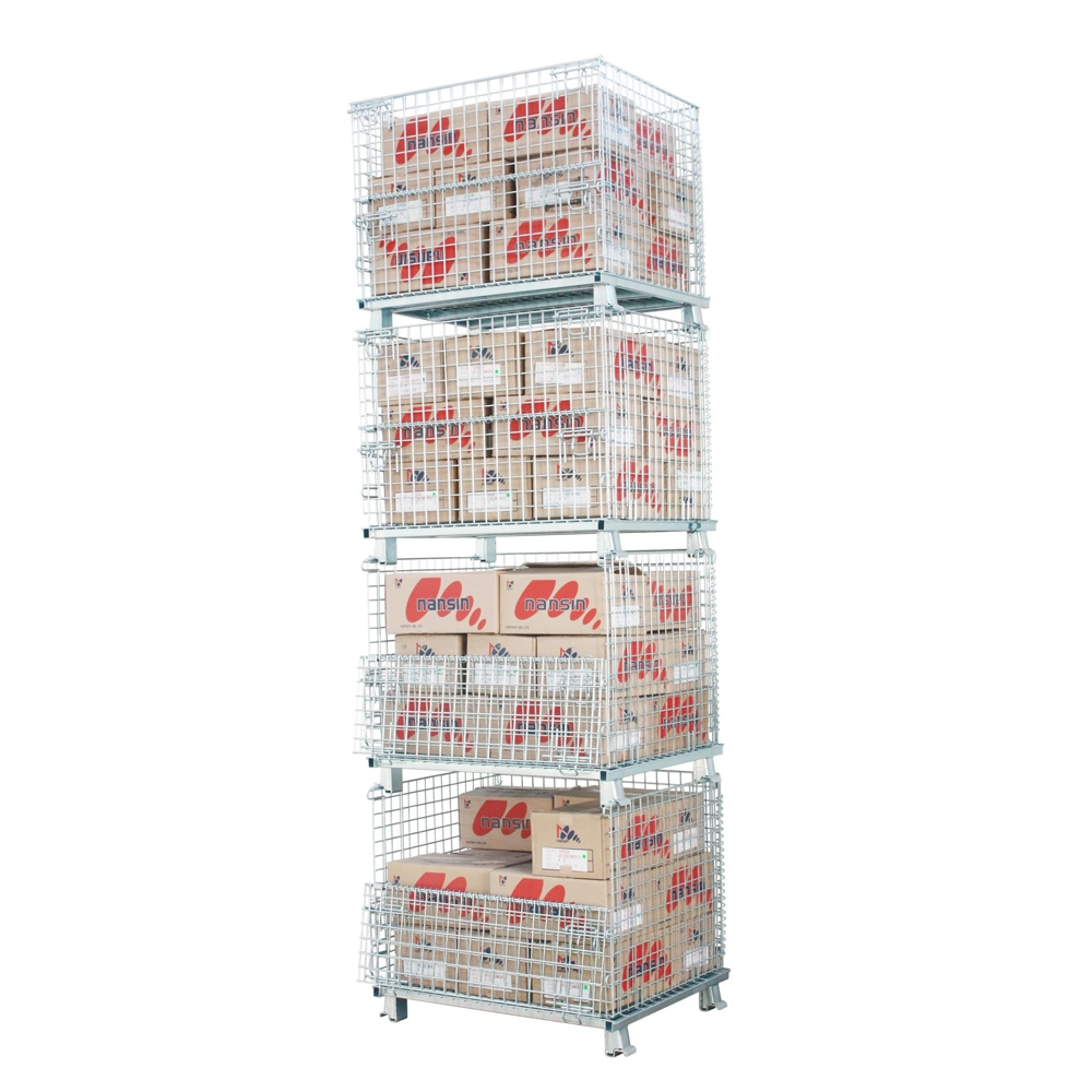 Cargo Transport Storage Forklift Safety Galvanized Folding Wire Cages