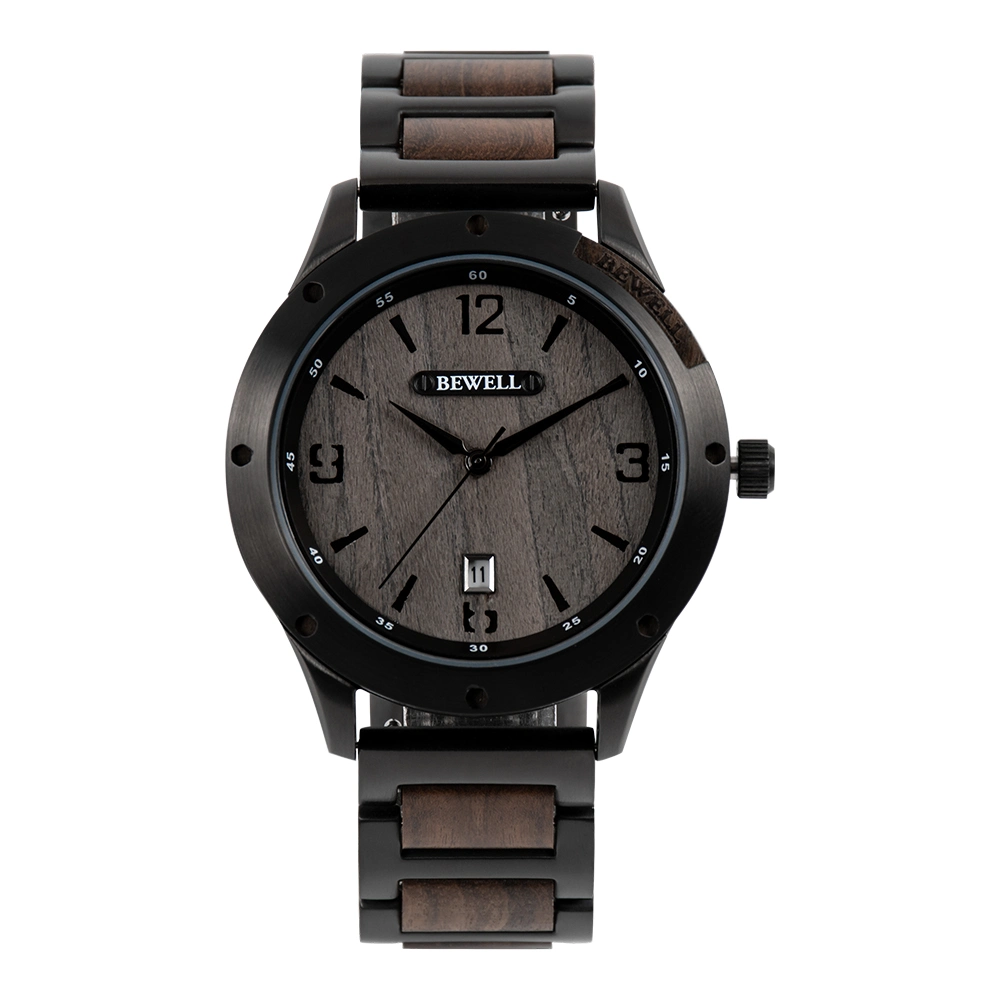 2023 New Arrival Bewell Wooden Watch Stainless Steel with Wood for Mens Wear Wristwatch Jewelry Wach Custom Watch Branding Logo