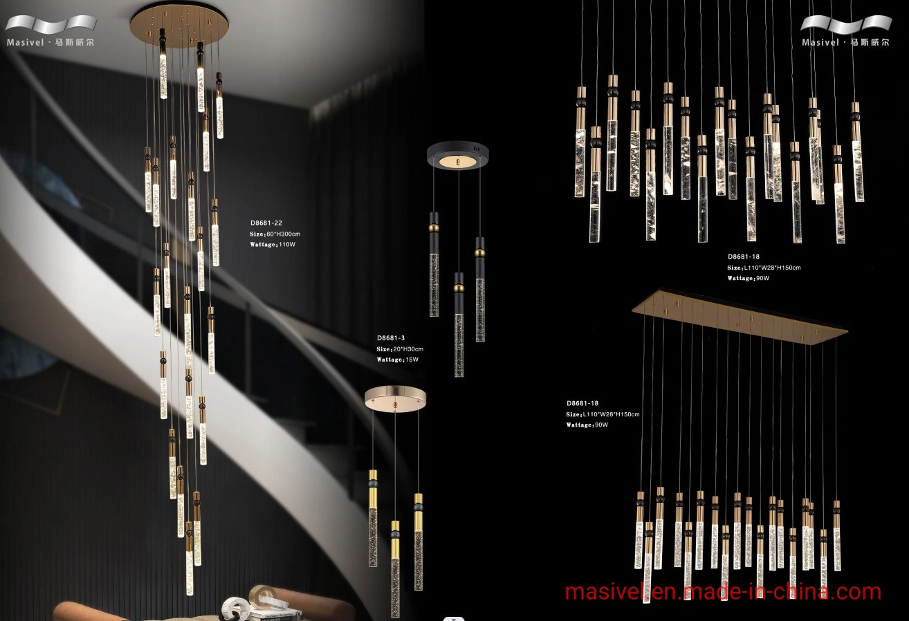 Masivel Factory Luxury moderne chandelier LED suspension lumière décorative maison Lampe de suspension à pendentif cristal télécommande de préférence Prix