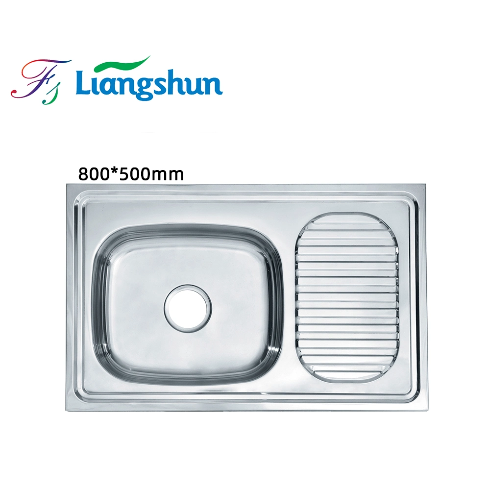 High-Quality Durable Single Bowl Kitchen Sink with Drainboard Stainless Steel Drain Kitchen Sink