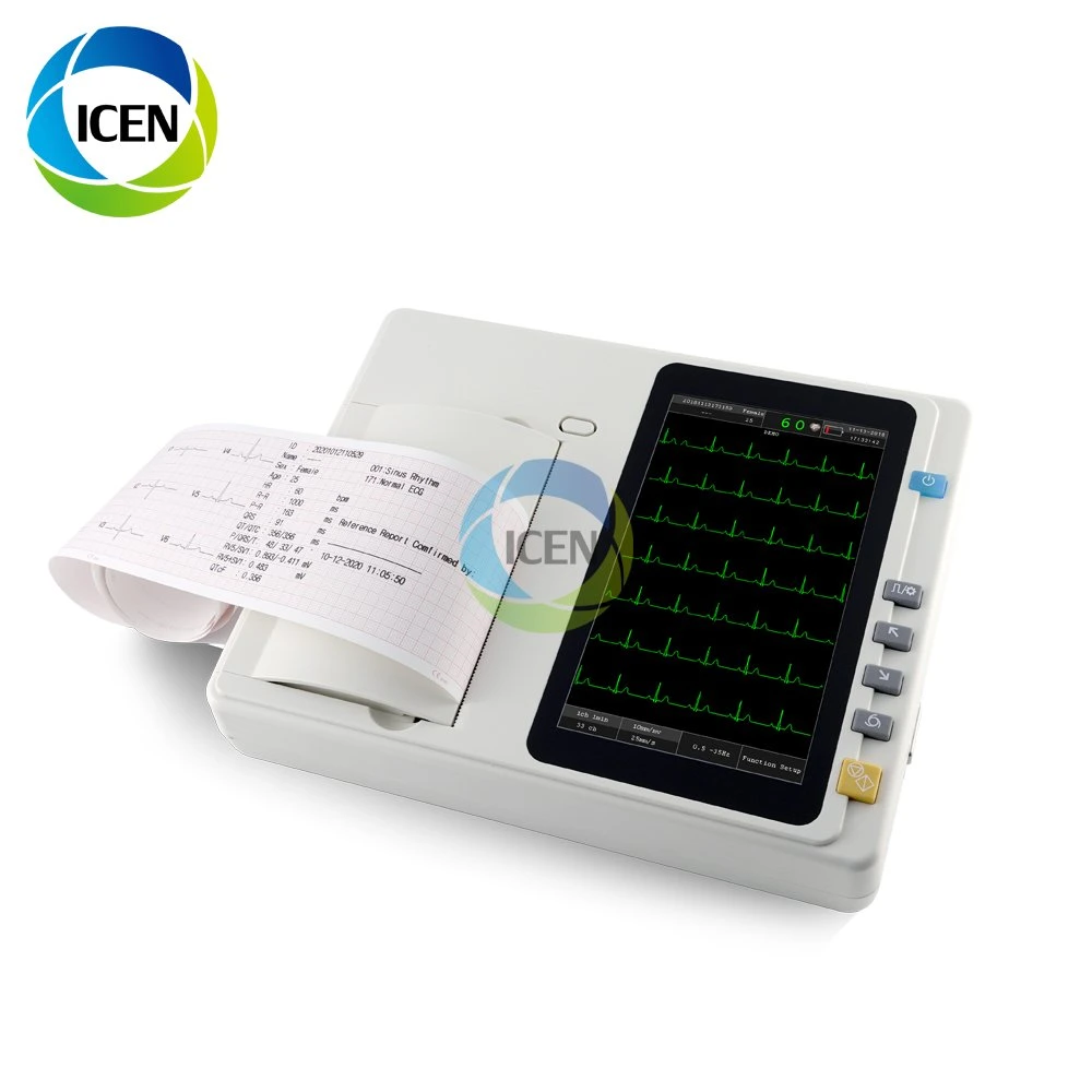 in-601 Digital 12 Lead Electrode 6 Channel Wireless Electrocardiograph Portable ECG EKG Machine