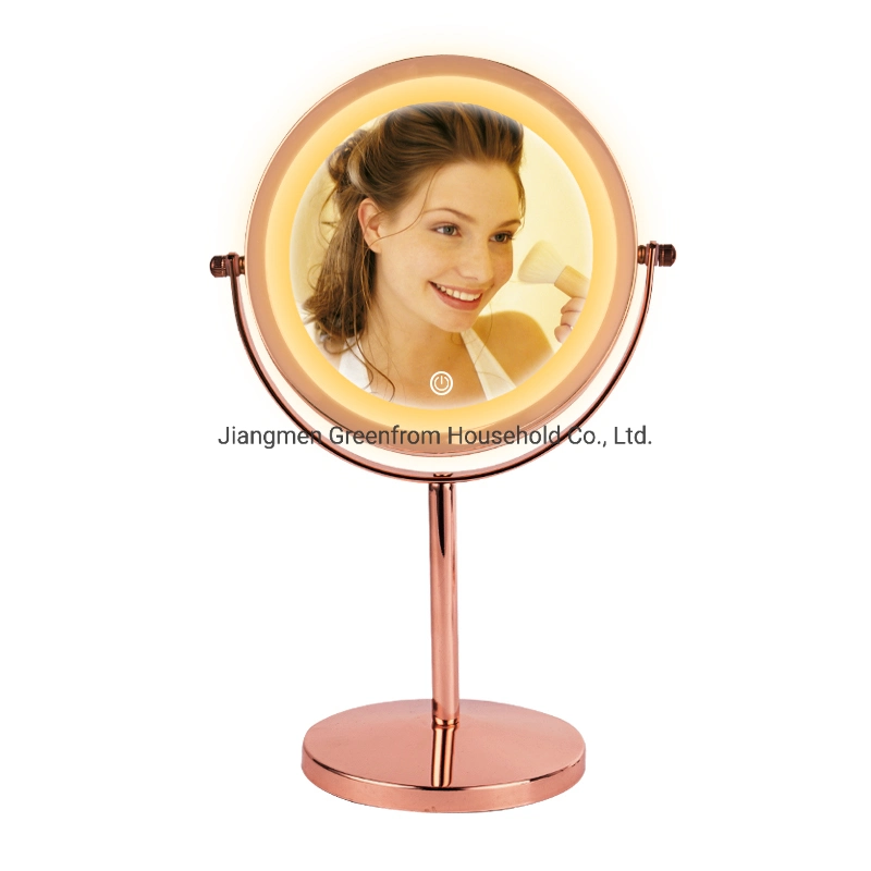 Rose Gold Fancy Color 7 Inches Double Sides LED Table Mirror