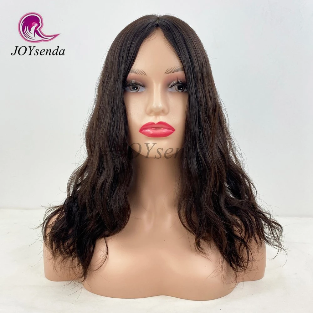 Dark Brown Color Natural Wavy Virgir Human Hair Wig Silk Base Top Jewish Wig Kohser Wigs for White Women