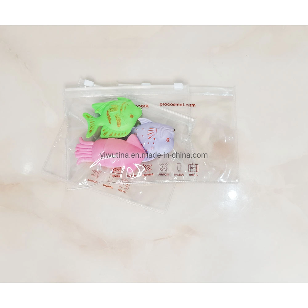 Bijoux en PVC transparent à fermeture éclair de l'emballage de la poignée en plastique cosmétique Sac avec imprimé