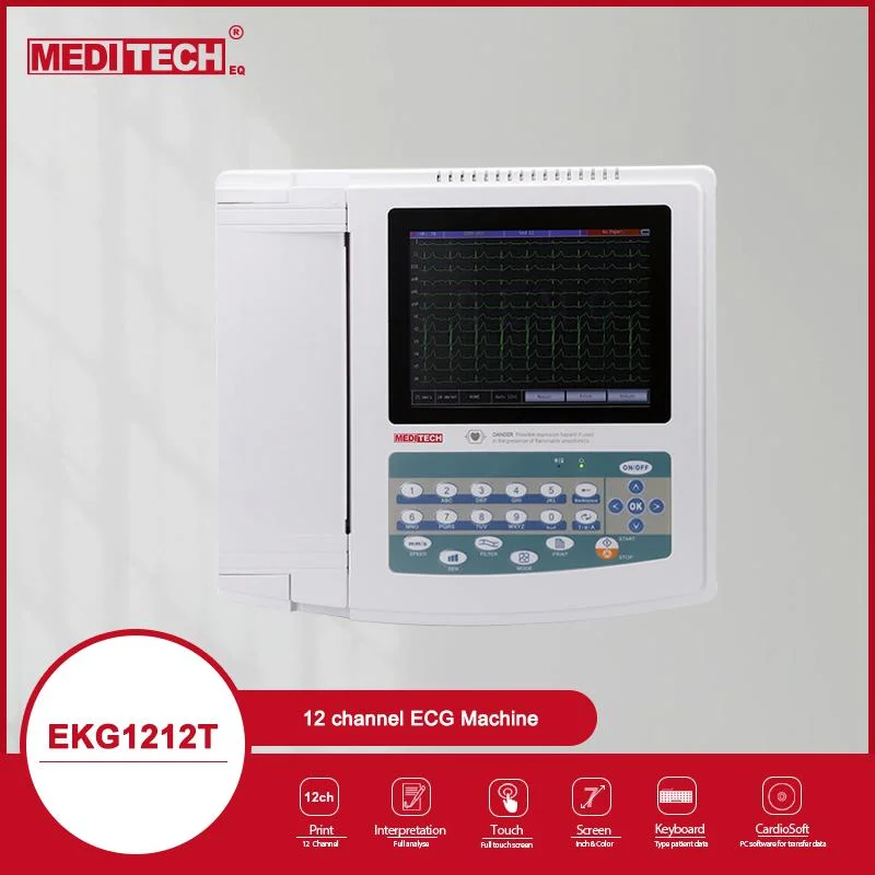 ECG/EKG de 12 canales de la máquina con electrodos de ECG/EKG Dispositivo de ECG de gran capacidad aprobado CE