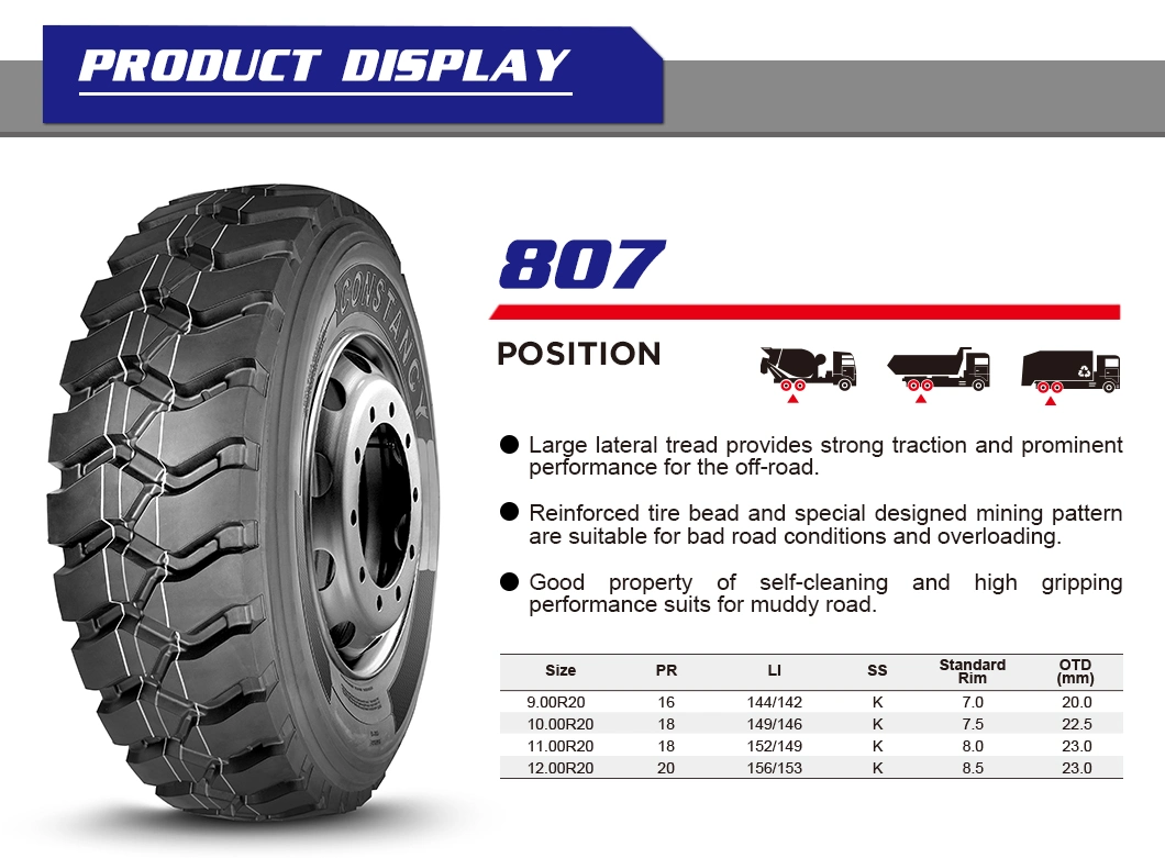 La constancia off-The-Road neumático radial sobre Dumper cargador (11.00R20)