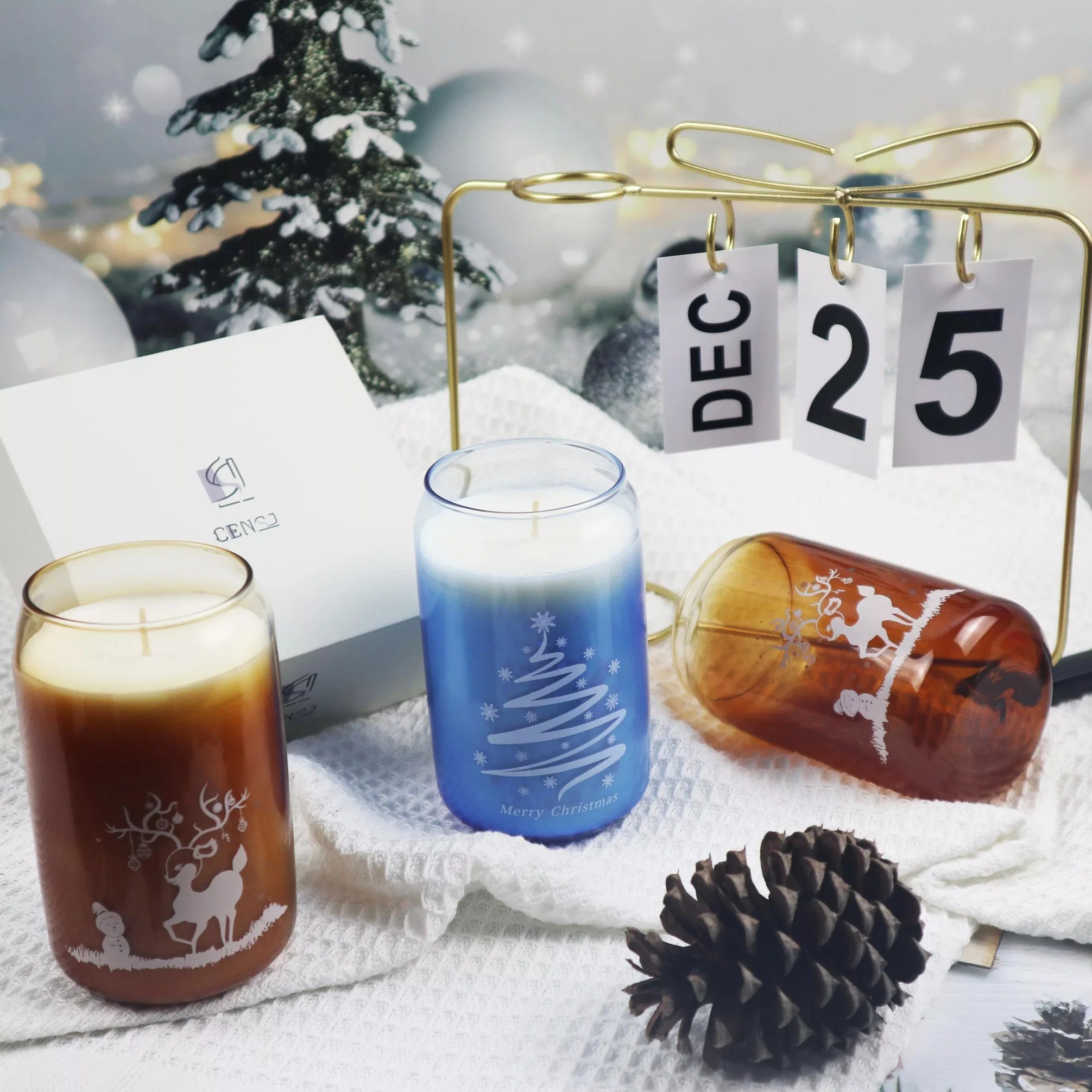Christmas Design Cola Shape Scented Candle Private Label Oil Fragrance Soy Wax Scented Candles