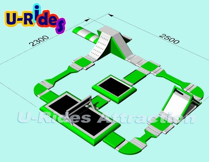 Commercial 100 Capacity Floating Inflatable Water Park Green and white Floating Water Park for lake sea Pool seaside beach