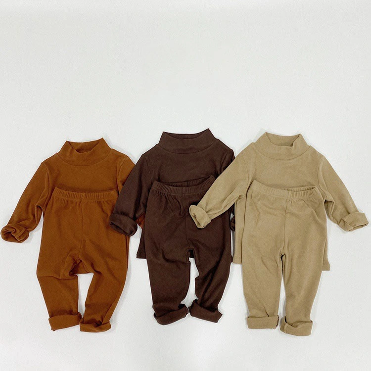 Versión coreana Retro Soft Waxy Warm Children's Leggings Baby Pant Suit Boys and Girls Paired with Organic Clothing Sets