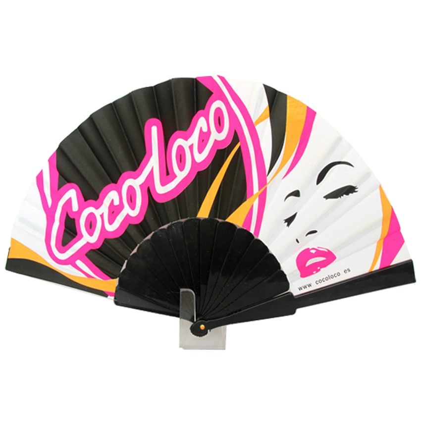 Traditional High quality/High cost performance  Fabric Polyester Hand Fan with Craft Paper Box