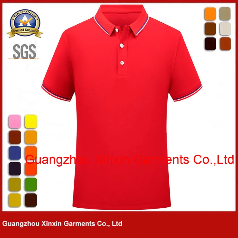 Apparel Sport Wear Men Clothing Golf Polo T Shirt Mesh 100% Polyester Red Quick Dry Polo Shirt Wholesale P2201-6