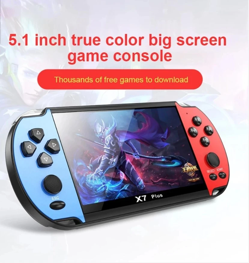 X7 Plus Handheld Game Console 5.1 Inch HD Screen Portable Audio Video Player Classic Play Built-in 10000+ Free Games