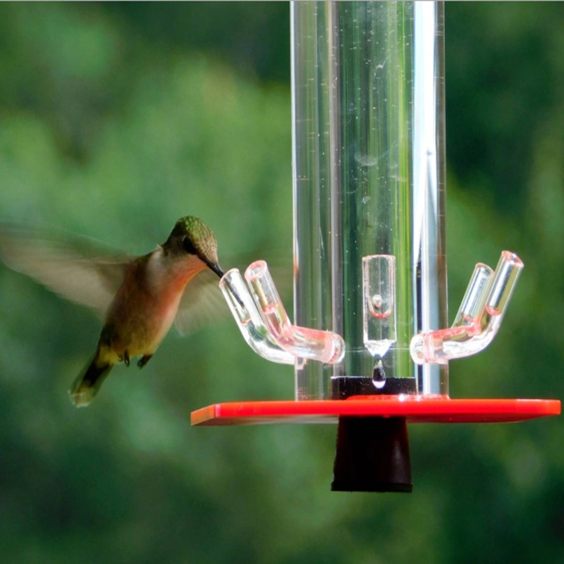 Unique Design Feeding System with Glossy Clear Tube, Hummingbird Tube Feeder for Patio Garden Outdoor Decor Wbb17979