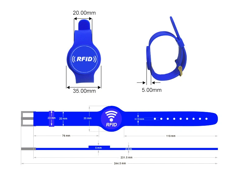 ساعات ذكية مزودة بمشبك بلاستيكي قابل للضبط، إبزيم سيليكون، طراز Em4200 T5577 RFID، بمعدل 125 كيلو هرتز حزام سوار