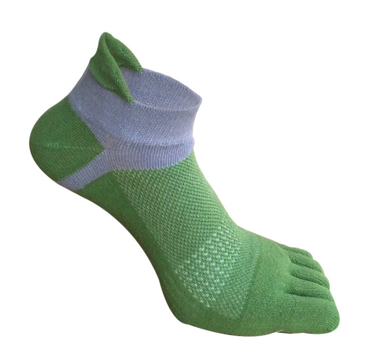 Cotton Mesh Top Five Toe Ankle Men Athletic Sport Socks with Tab