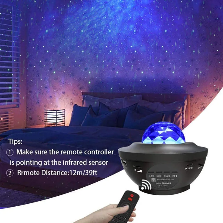 Amazon Hot Sale Remote Control USB 3 in 1 Bedroom Star Projector LED Ambient Night Light with Bluetooth Music Speaker