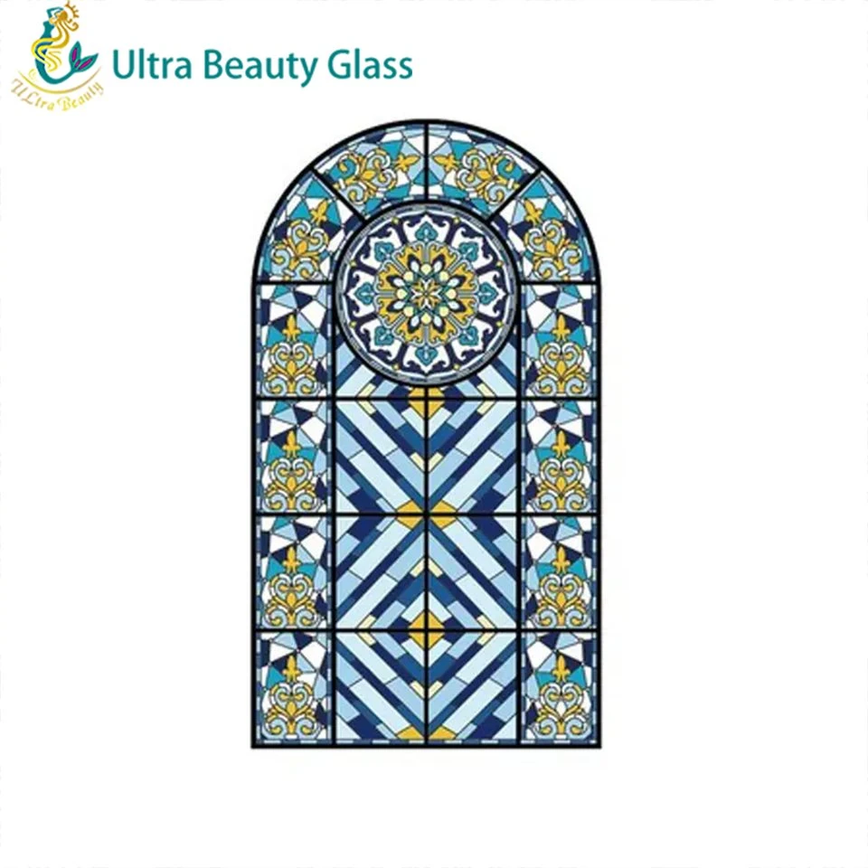 Customized European Style Flower Design Tiffany Art Church Stained Glass