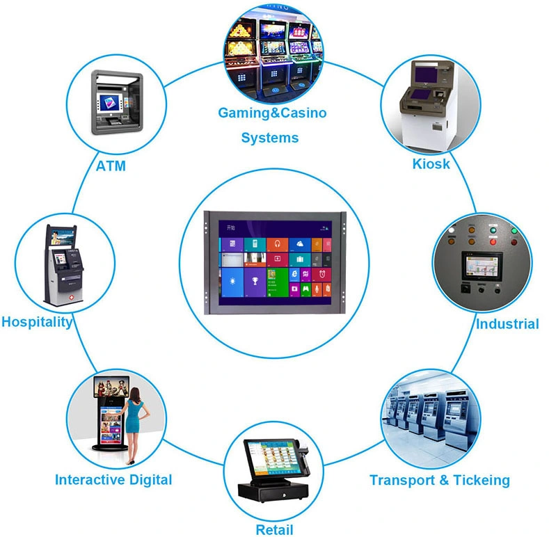 12 polegada 4: 3 com estrutura aberta Grau industrial monitor de ecrã táctil LCD