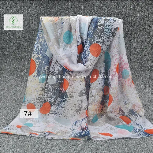 New Design Viscose Shawl Colourful DOT Printed Fashion Scarf