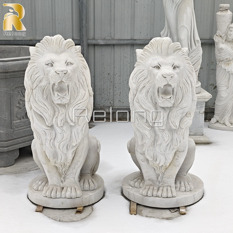 Natural Marble Animal Garden Decoration High Quality a-Grade Marble Lion Estátua de pedra para a venda