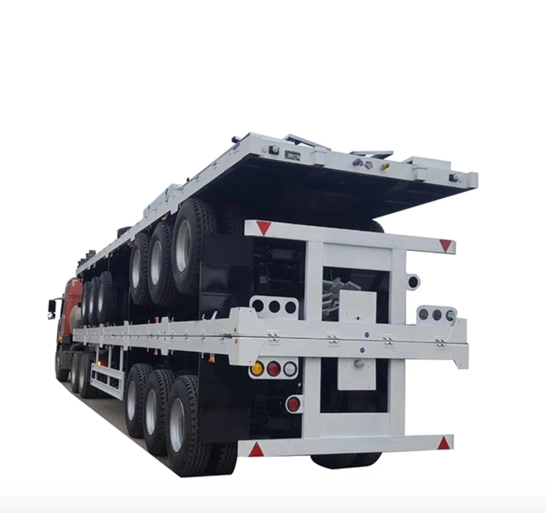 Low Bed Container Flat Truck for Carrying Crane/Excavator/Tractor with Ladder & Post Optional Trailer