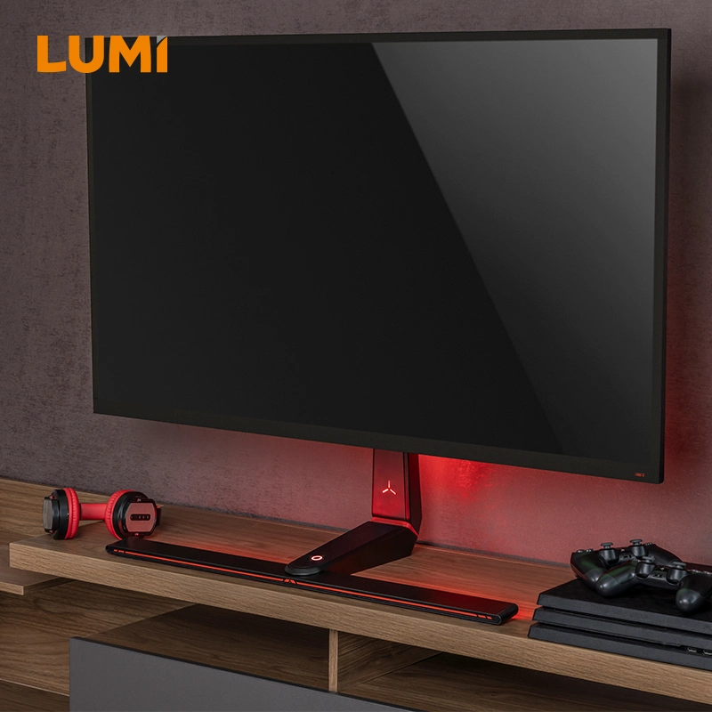 Factory Manufacturer Swivel Free Tilting Adjustable RGB Lighting Gaming Tabletop TV Stand