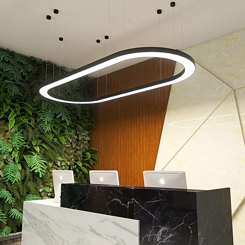 Salle à manger de luxe à profil ovale, LED, suspension réglable, éclairage ovale Lustre en cristal Luminarias lampe suspendue LED