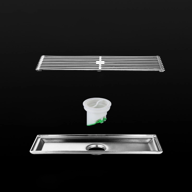 10*10cm Villa Bathroom DN50 201 Solid Stainless Steel Long Strip Floor Drain Toilet Shower Room Rectangular Odor Proof Floor Drain