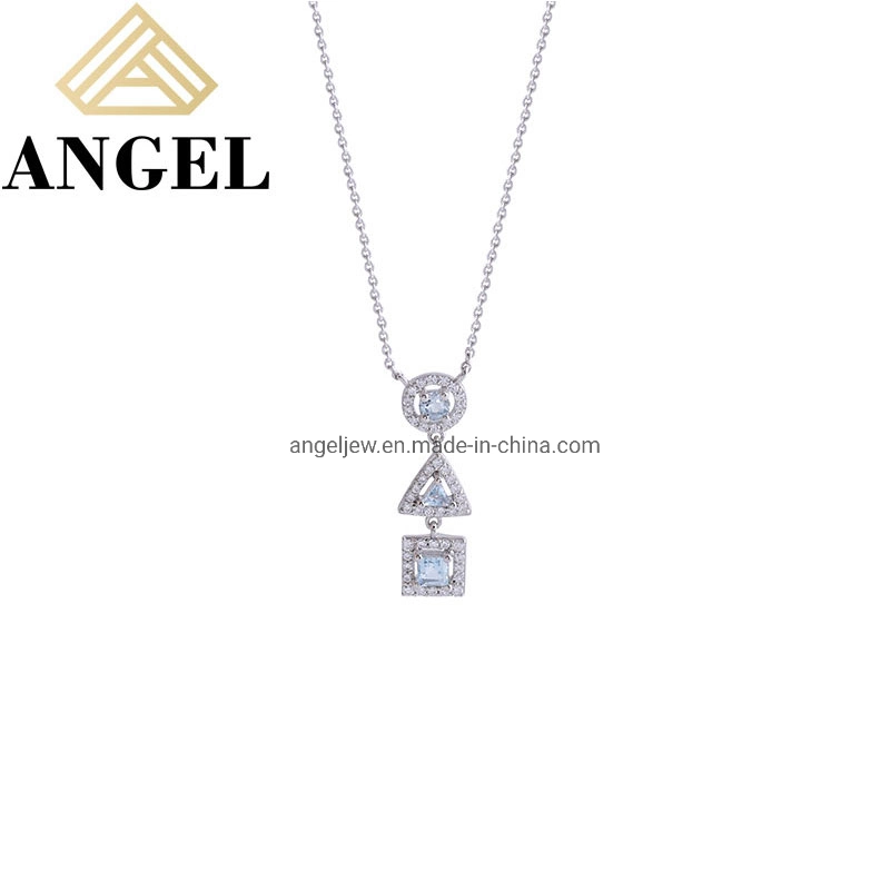 Elegant Design S925 Sterling Silver Charming Rhodium Plated Necklace with Shining Zirconia