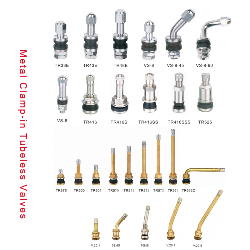 Fabrik der Gummilegierung Messing Gummi TPMS Stem Tubeless Reifen Ventil mit Snap-in und Clamp-in für LKW-Bus Motorräder Roller Reifen