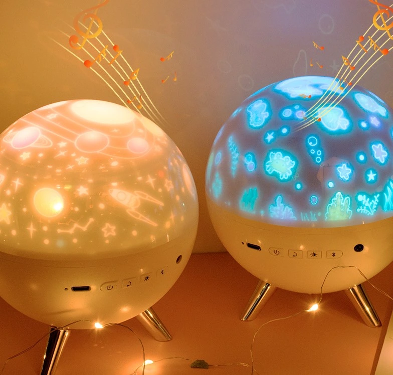 Spherical LED Music Projection Lamp Christmas Gift with 7 Projection Patterns