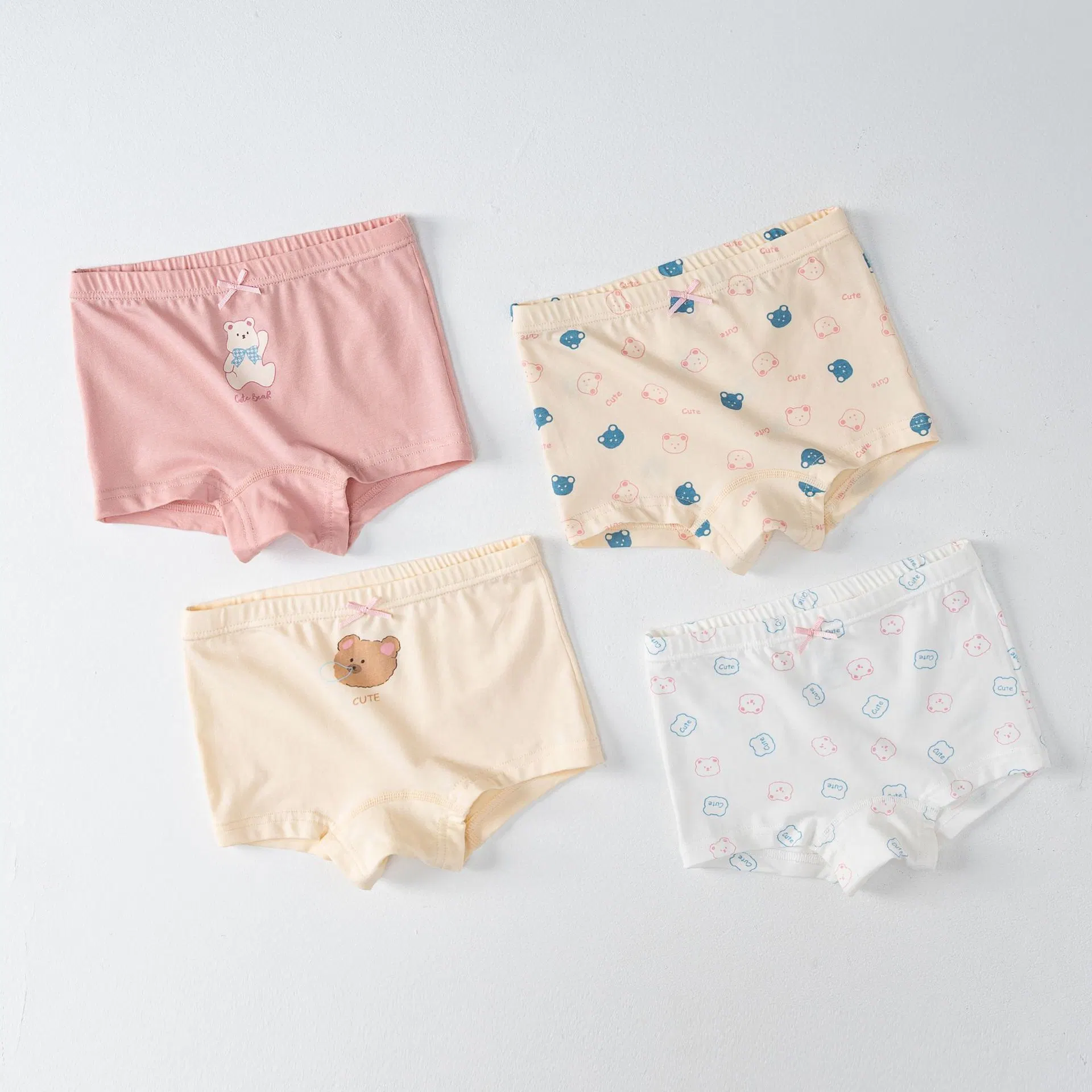 Girls' Briefs Thin Cotton Breathable Antibacterial Boxer Shorts Cartoon Children Four-Piece Underpants