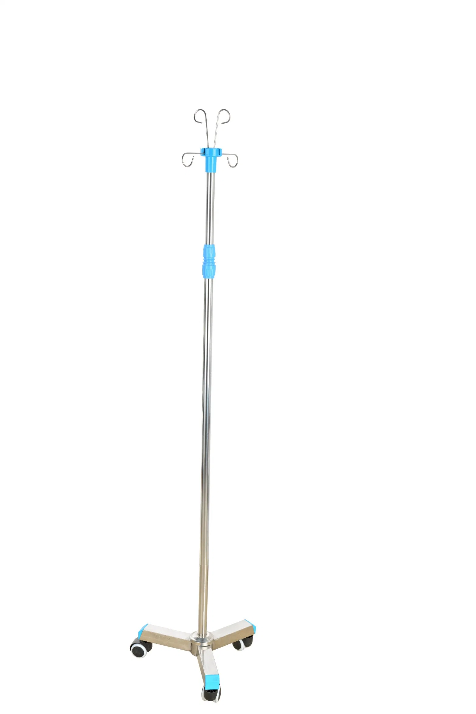 Mn-IV Medical Height-Adjustable Portable Five-Wheel Infusion Stand Stainless Steel Mobile Four-Independent Infusion Pole