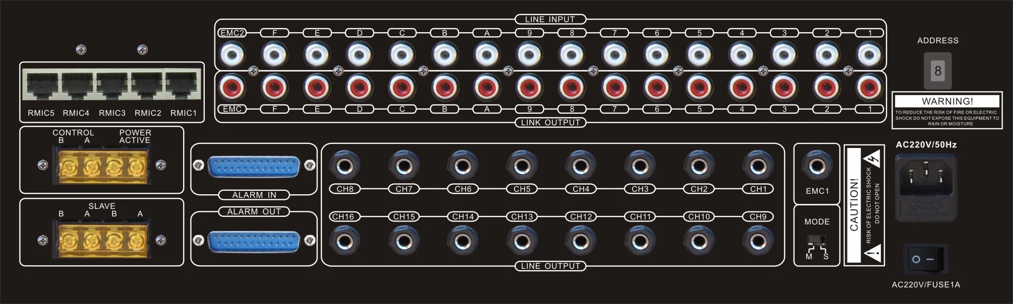 Public Address System Intelligent 16 Channel Audio Matrix Controller