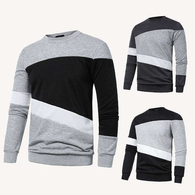Wholesale Customized Men's Casual Pullover Hoodie Color Matching Cotton Sweater Loose Sportswear