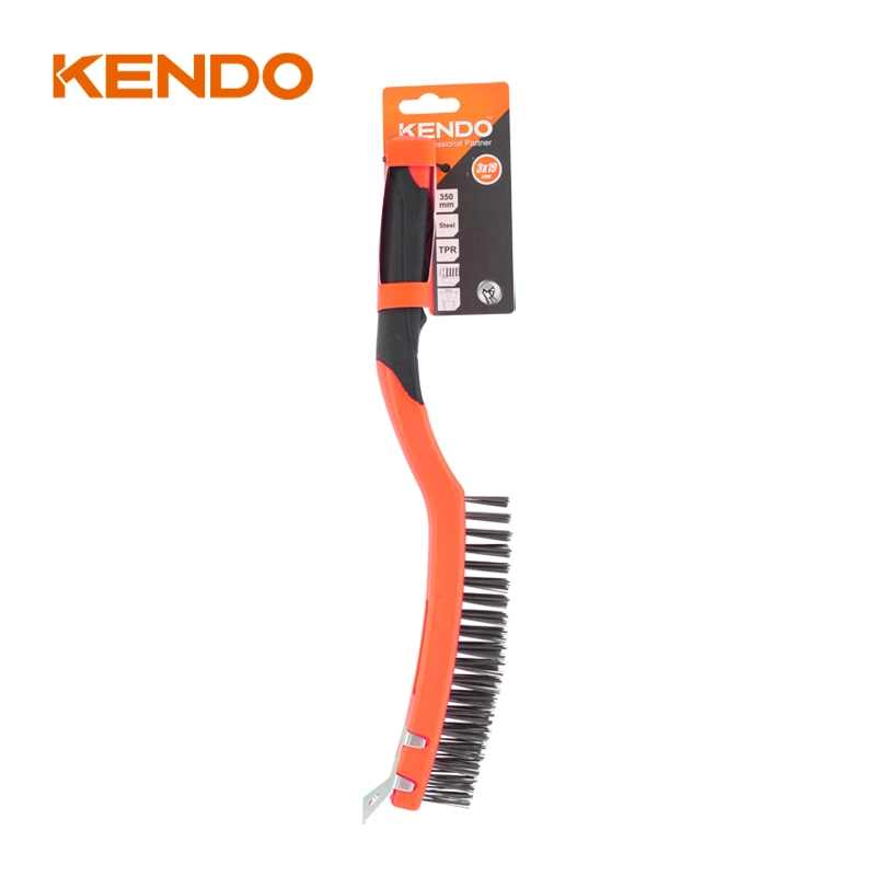 Kendo Steel Wire Brush with Scraper Great for Removing Paint and Rust as Well as for Tough Cleaning