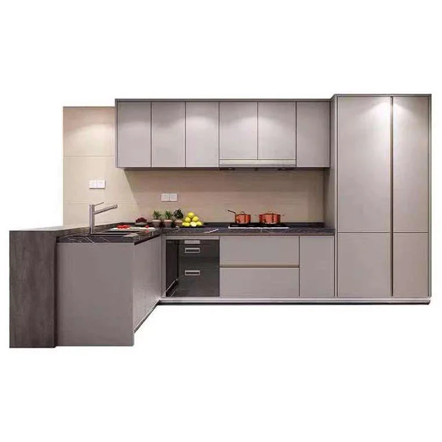 Hz High Gloss lacker Diseño de puertas planas de estilo moderno para Mini Cocina Armario de cocina personalizado