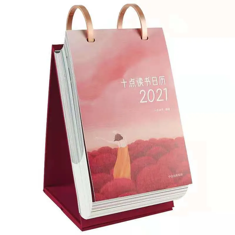 Custom Printing 2022 New Year Table Calendar Golden Matel Ring Hard Cardboard Desk Calendar Wholesale/Supplier Desktop Stand up Table Calendar Printed Tent Calendar