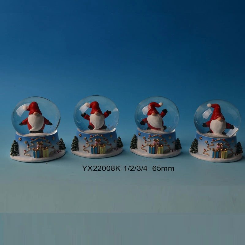 Polyresin Handpainted Santa Claus Waterball with Delicate Base for Christmas Party Decoration