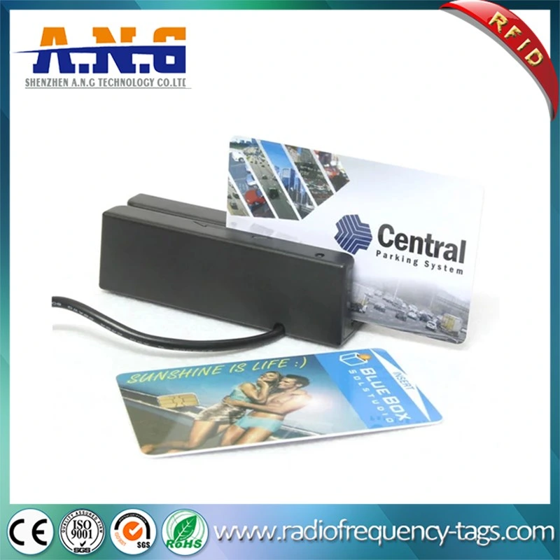 RS232/USB Black Swipe Card Reader 3 Track Magnetic Strip Card Reader