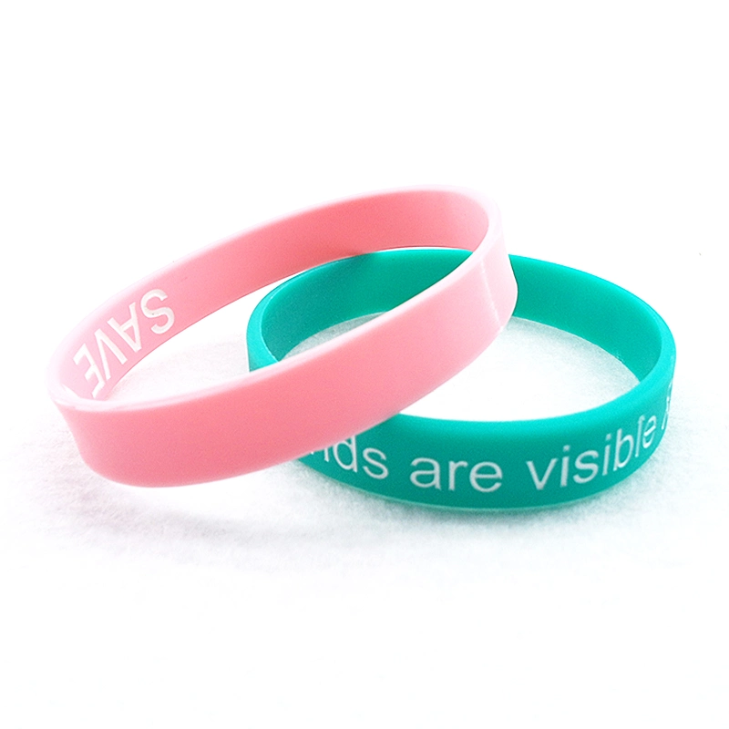 Pulsera de silicona de color fluorescente personalizado relleno de la muñequera de tinta