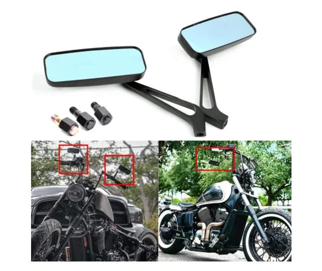 8mm/10mm Black Motorcycle Rear View Mirrors for Kawasaki Suzuki YAMAHA Cruiser Chopper