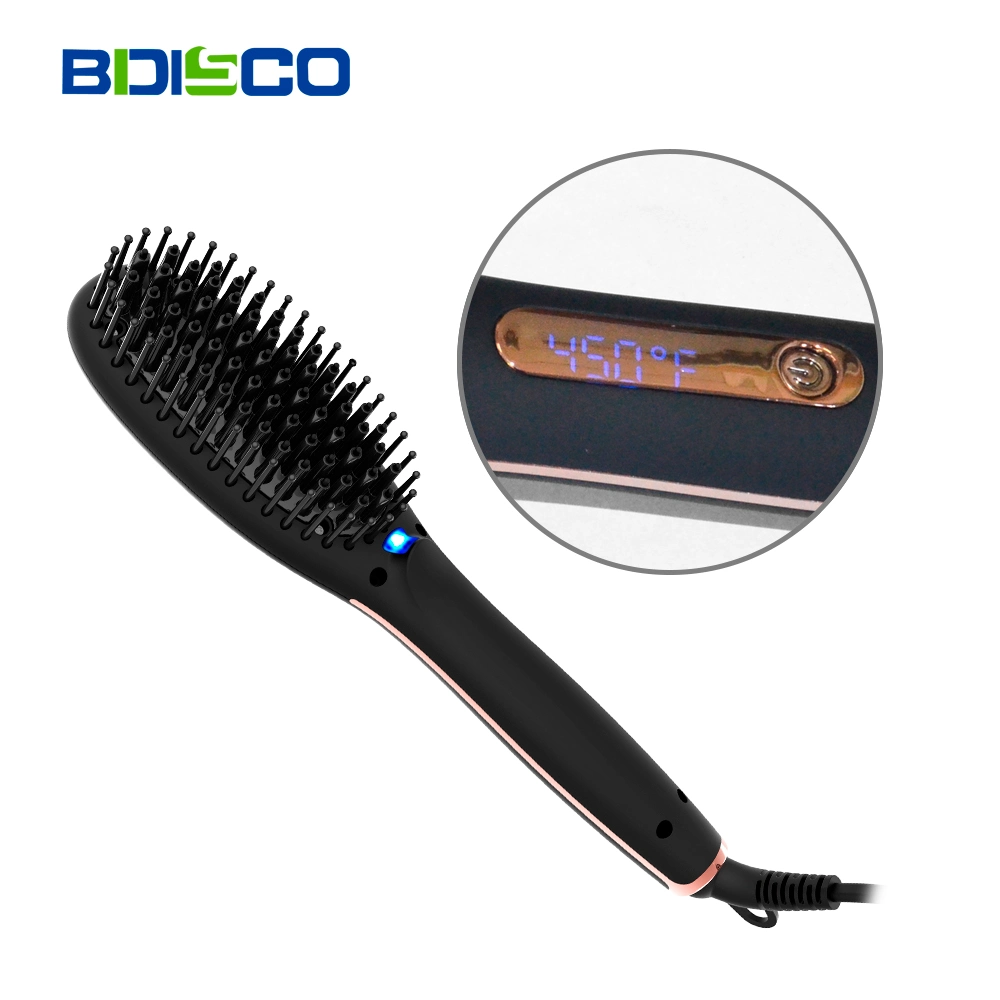 Private Label Electric Ceramic Ionic Hair Straightening Brush Heat Hair Brush